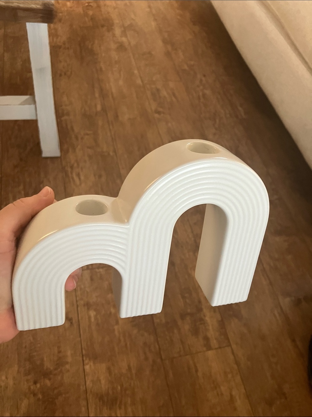 World Market White Ceramic Arch Candle Holder
